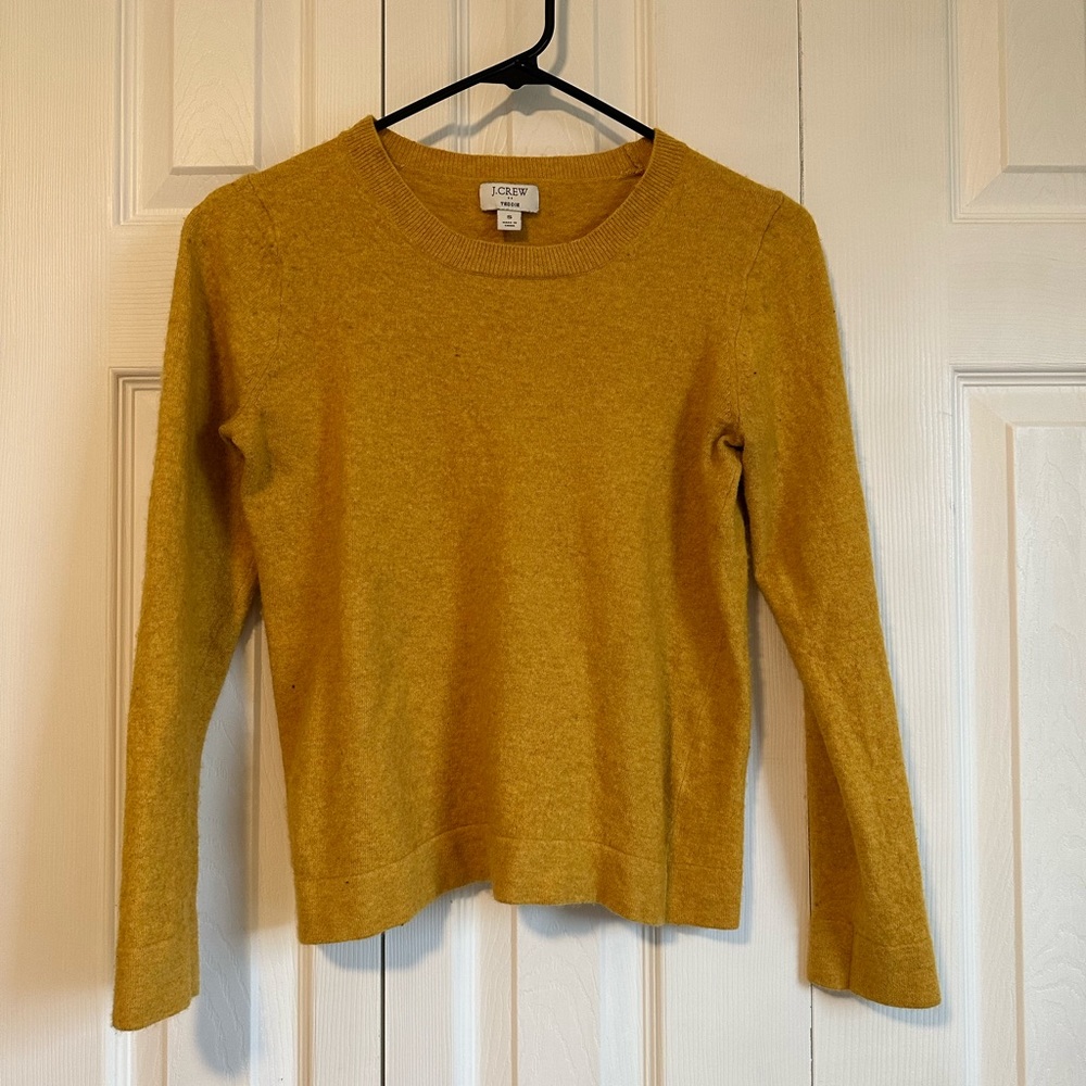 J. Crew mustard yellow wool Teddie sweater